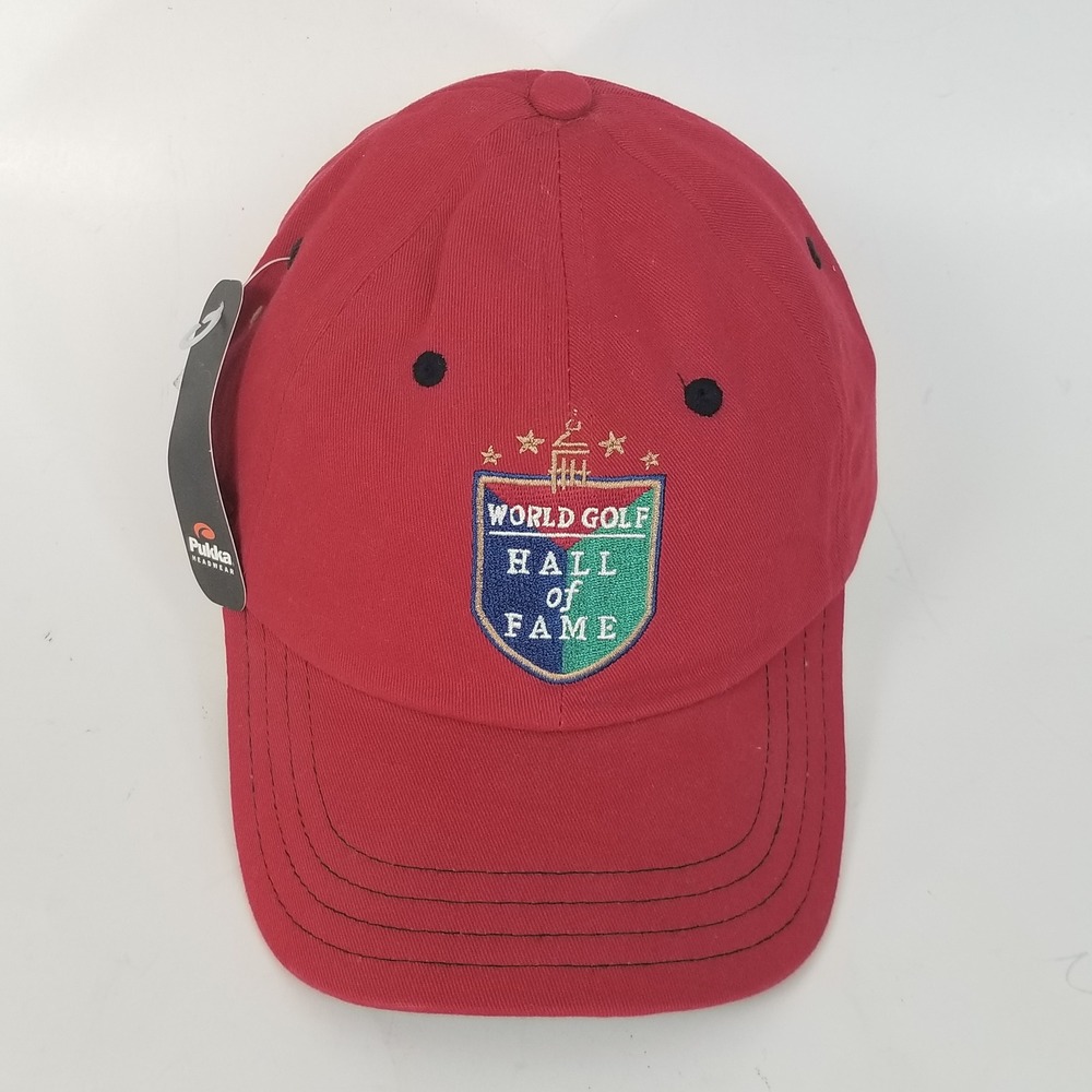 Pukka Hat Men OS Red World Golf Hall of Fame Baseball Cap Adjustable Cotton NWT